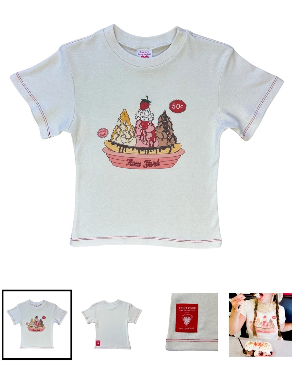 Fruit boat baby tee NYC ice cream sundae